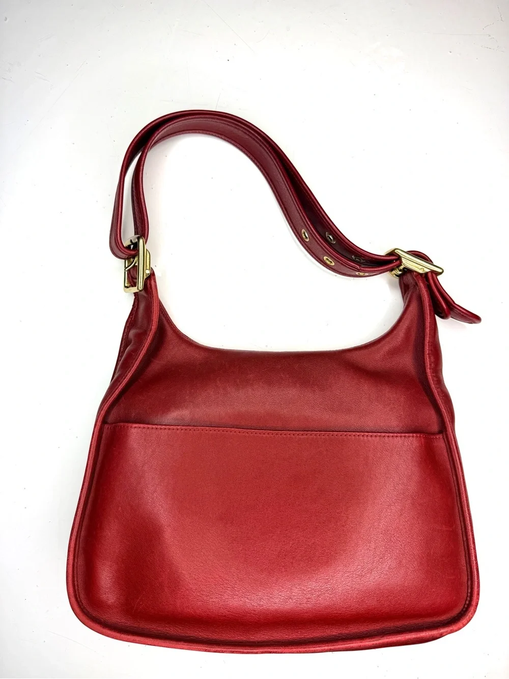 COACH VINTAGE  LEGACY CRESCENT RED LEATHER SADDLE BAG 9718 90s Purse - Picture 5 of 11